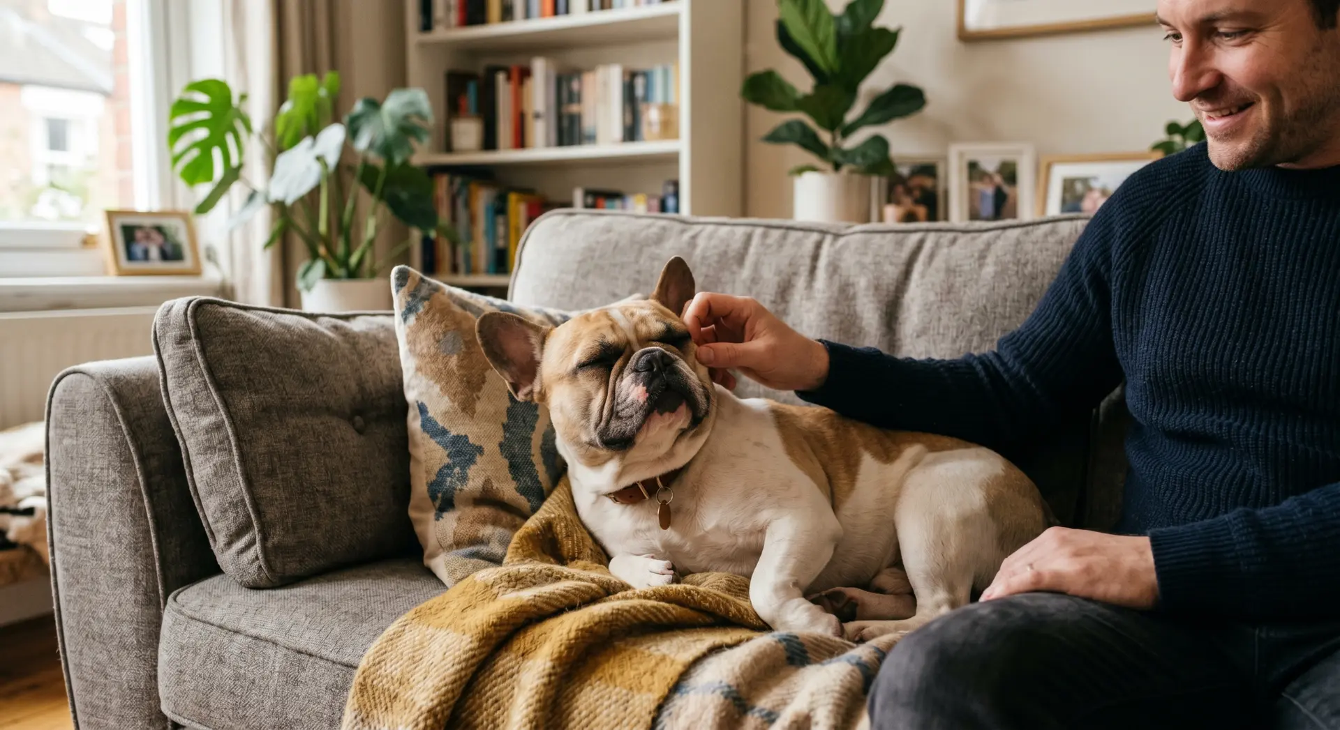bouledogue francais avec son maitre
