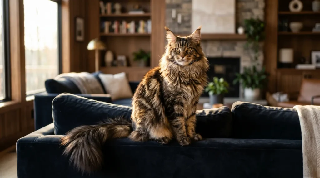 maine coon sur canape
